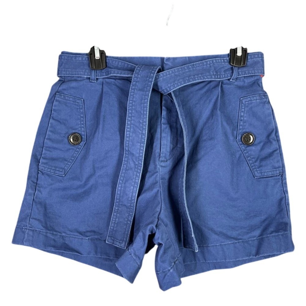 Banana Republic Shorts Womens 4 Blue Authentic Chino‎ Belted 4" Stretch Casual